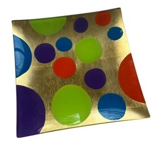 Helen James Collection One 13 in Square Glass Serving Platter Cheers Too Design!